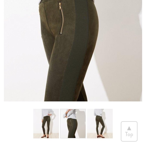 Loft skinny green pants with side zippers - Picture 4 of 4